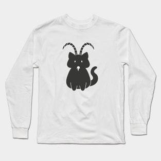 Capricorn Cat Zodiac Sign (Black and White) Long Sleeve T-Shirt